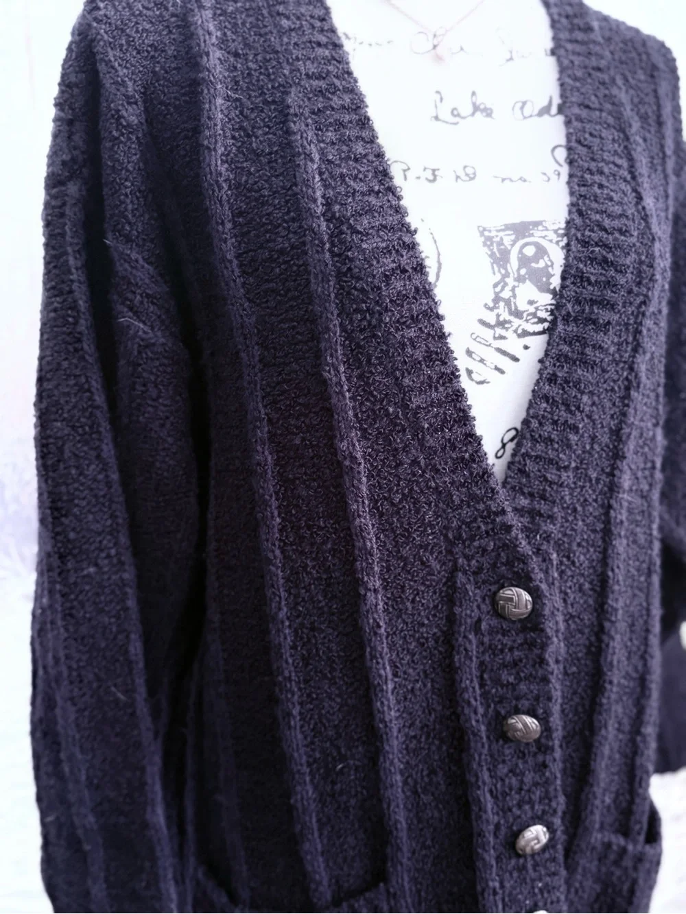 Cozy Navy V-Neck Button Cardigan